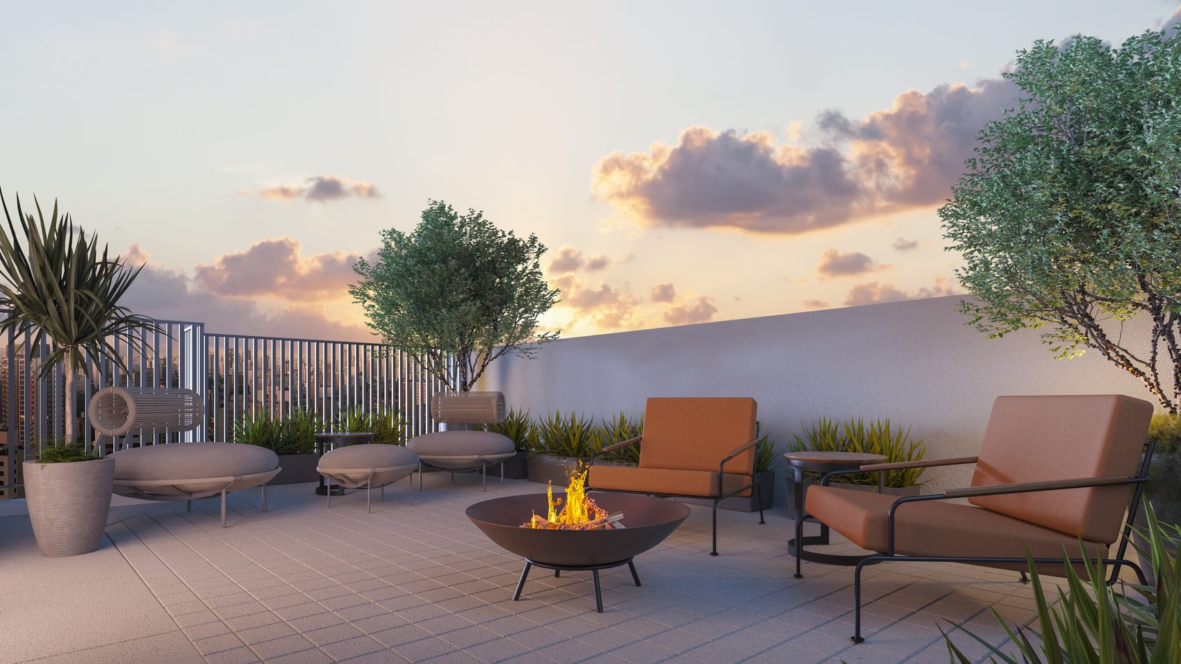 Lounge com Lareira do LINN Vila Mariana