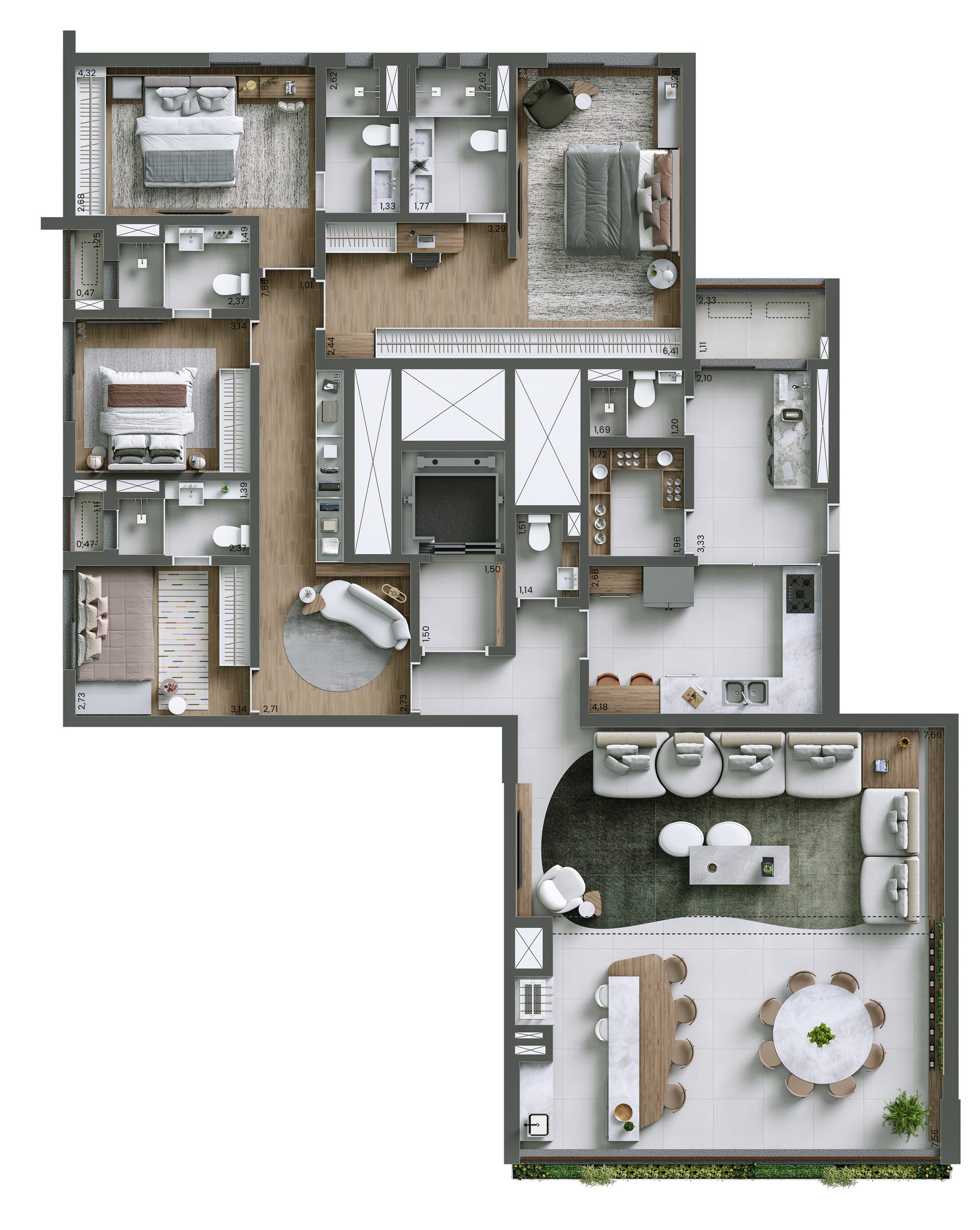 4 Suítes · 208 m² do NUV Moema